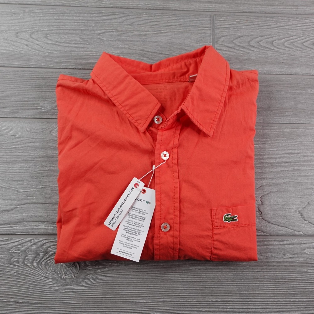 NEW Lacoste Garment Dyed Woven Shirt Men's Large Slim Fit Crocodile Crayfish NWT